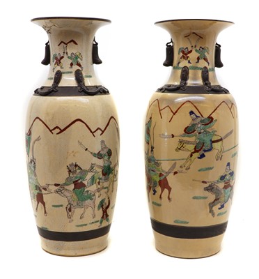 Lot 159A - A pair of Chinese crackle glazed famille vases