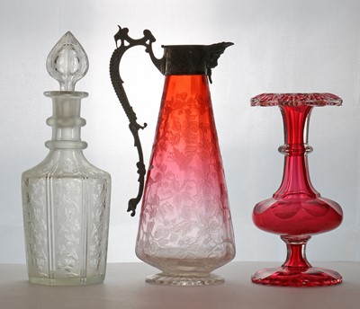 Lot 240 - An acid etched glass claret jug
