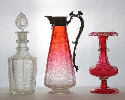 Lot 240 - An acid etched glass claret jug