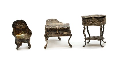 Lot 11 - A collection of novelty silver furniture