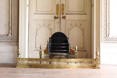 Lot 49 - ☘ An Adam Revival brass and steel serpentine fire grate