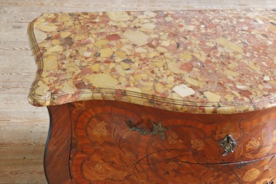 Lot 131 - ☘ A Louis XV floral marquetry bombé commode