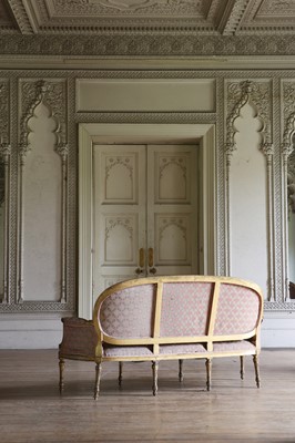 Lot 132 - ☘ A set of six giltwood open armchairs of Chippendale design