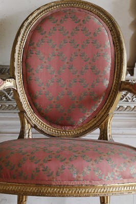 Lot 132 - ☘ A set of six giltwood open armchairs of Chippendale design
