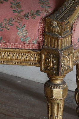 Lot 132 - ☘ A set of six giltwood open armchairs of Chippendale design