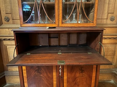 Lot 36 - ☘ A pair of late George III satinwood secretaire cabinets