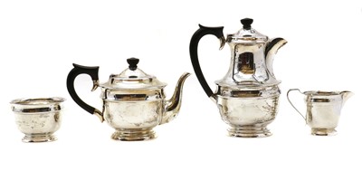 Lot 2 - A silver four piece tea service