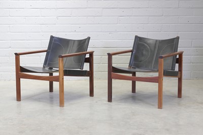 Lot 239 - A pair of teak 'Peg Lev' armchairs