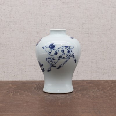 Lot 412 - A Chinese copper-red and underglaze-blue meiping vase