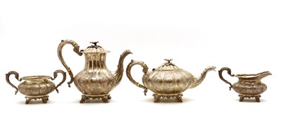 Lot 11 - A silver four piece tea service