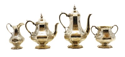 Lot 19 - A cased Victorian silver four piece tea service