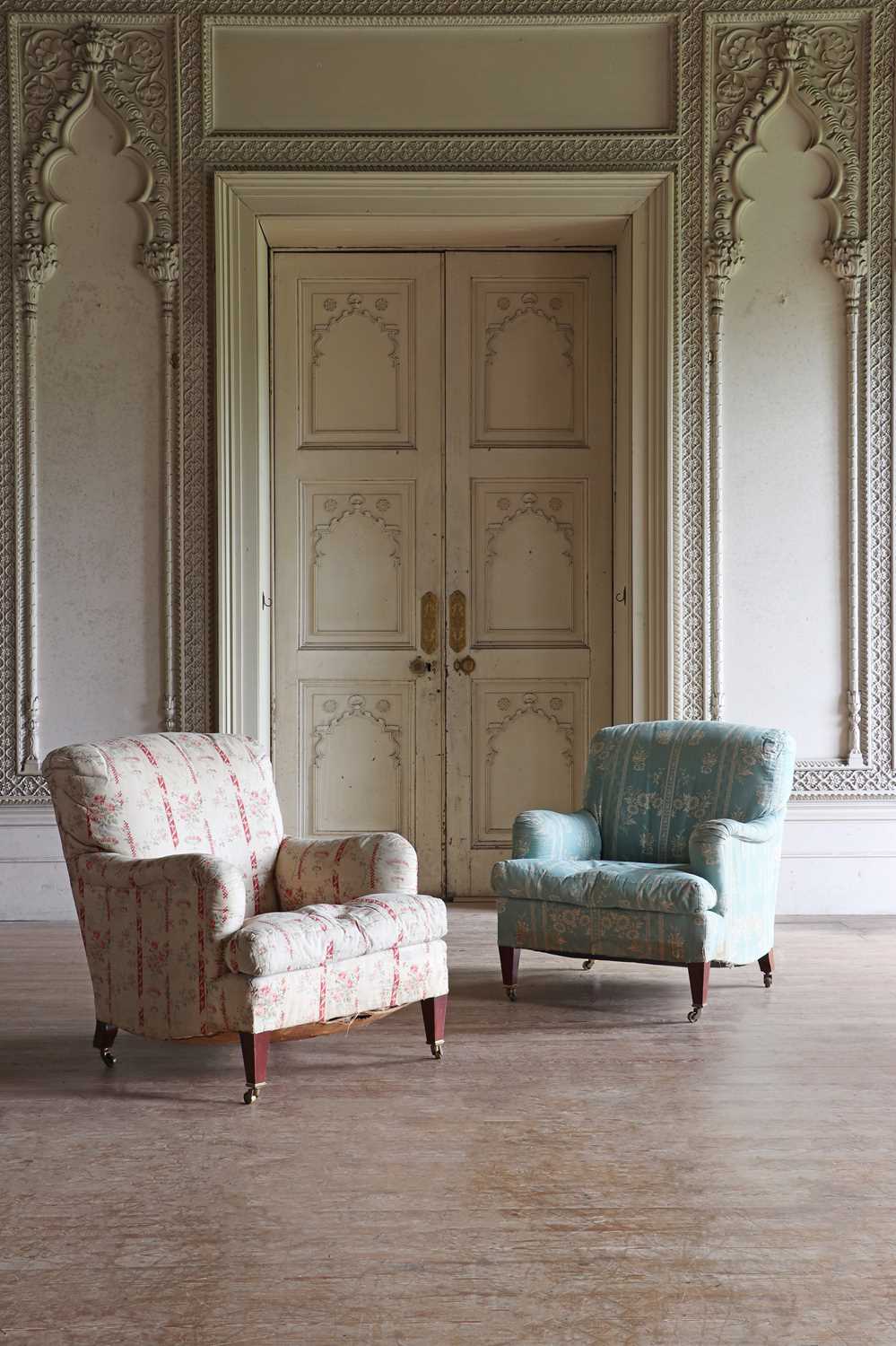Lot 148 - ☘ A pair of 'Bridgewater' armchairs by Howard & Sons Ltd.