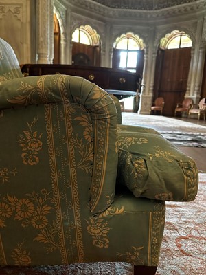 Lot 148 - ☘ A pair of 'Bridgewater' armchairs by Howard & Sons Ltd.