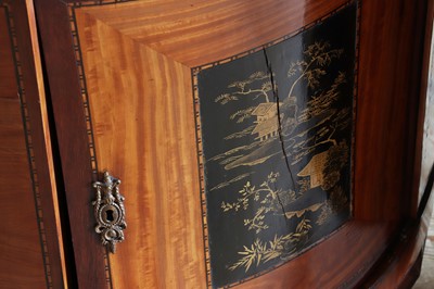 Lot 64 - ☘ A pair of Dutch satinwood bow-front pier cabinets