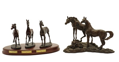 Lot 231 - A group of three Franklin Mint bronze horses