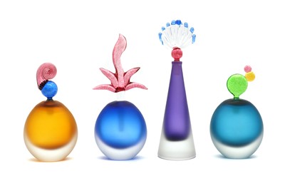 Lot 98 - A group of four Bob Crooks studio glass scent bottles