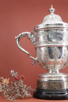 Lot 72 - A large Victorian silver golfing cup and cover