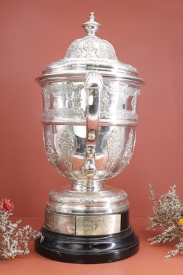 Lot 72 - A large Victorian silver golfing cup and cover