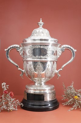 Lot 72 - A large Victorian silver golfing cup and cover