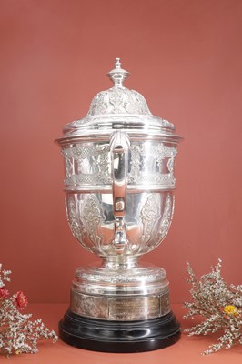 Lot 72 - A large Victorian silver golfing cup and cover