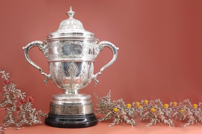 Lot 72 - A large Victorian silver golfing cup and cover