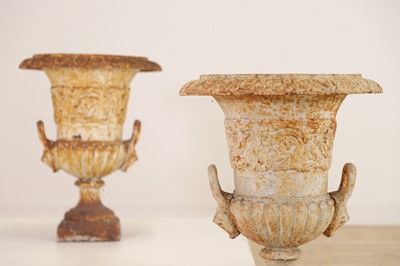 Lot 515 - A pair of painted cast iron campana urns