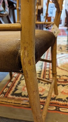 Lot 51 - Two Regency faux bamboo painted open armchairs