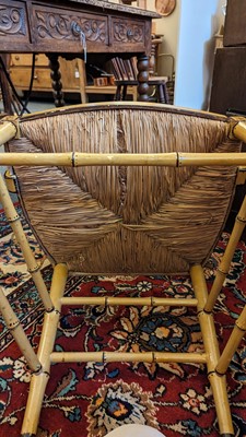 Lot 51 - Two Regency faux bamboo painted open armchairs