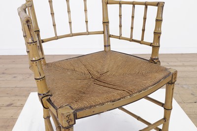Lot 51 - Two Regency faux bamboo painted open armchairs