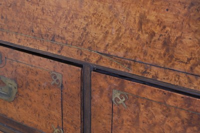 Lot 49 - A camphor wood and brass campaign secretaire chest