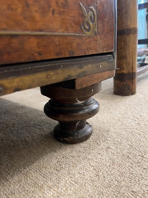 Lot 49 - A camphor wood and brass campaign secretaire chest
