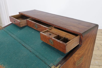 Lot 49 - A camphor wood and brass campaign secretaire chest