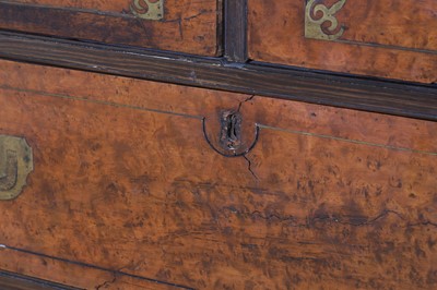 Lot 49 - A camphor wood and brass campaign secretaire chest