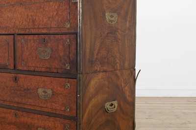 Lot 49 - A camphor wood and brass campaign secretaire chest