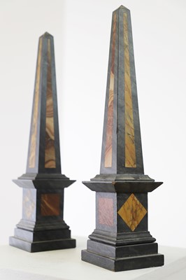 Lot 35 - A pair of simulated pietra dura obelisks