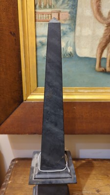 Lot 35 - A pair of simulated pietra dura obelisks