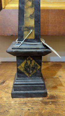 Lot 35 - A pair of simulated pietra dura obelisks