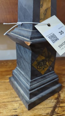 Lot 35 - A pair of simulated pietra dura obelisks