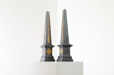 Lot 35 - A pair of simulated pietra dura obelisks