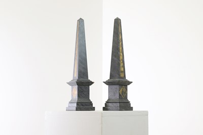 Lot 35 - A pair of simulated pietra dura obelisks
