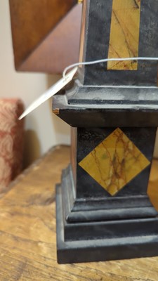 Lot 35 - A pair of simulated pietra dura obelisks