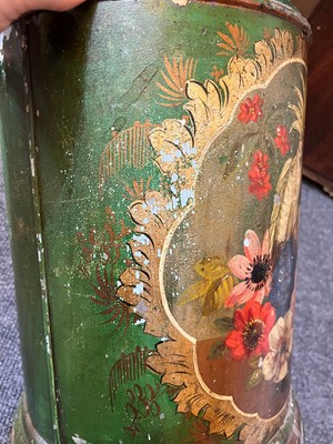 Lot 54 - A toleware and painted wastepaper basket