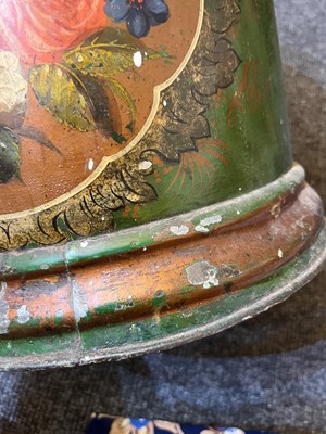 Lot 54 - A toleware and painted wastepaper basket