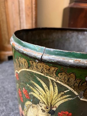 Lot 54 - A toleware and painted wastepaper basket