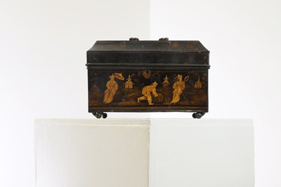Lot 36 - A gilt and japanned tin tea caddy