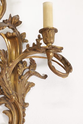 Lot 38 - A pair of Louis XV-style gilt-brass wall lights