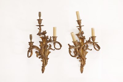 Lot 38 - A pair of Louis XV-style gilt-brass wall lights