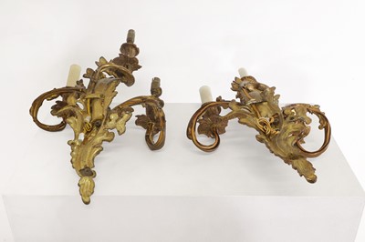 Lot 38 - A pair of Louis XV-style gilt-brass wall lights