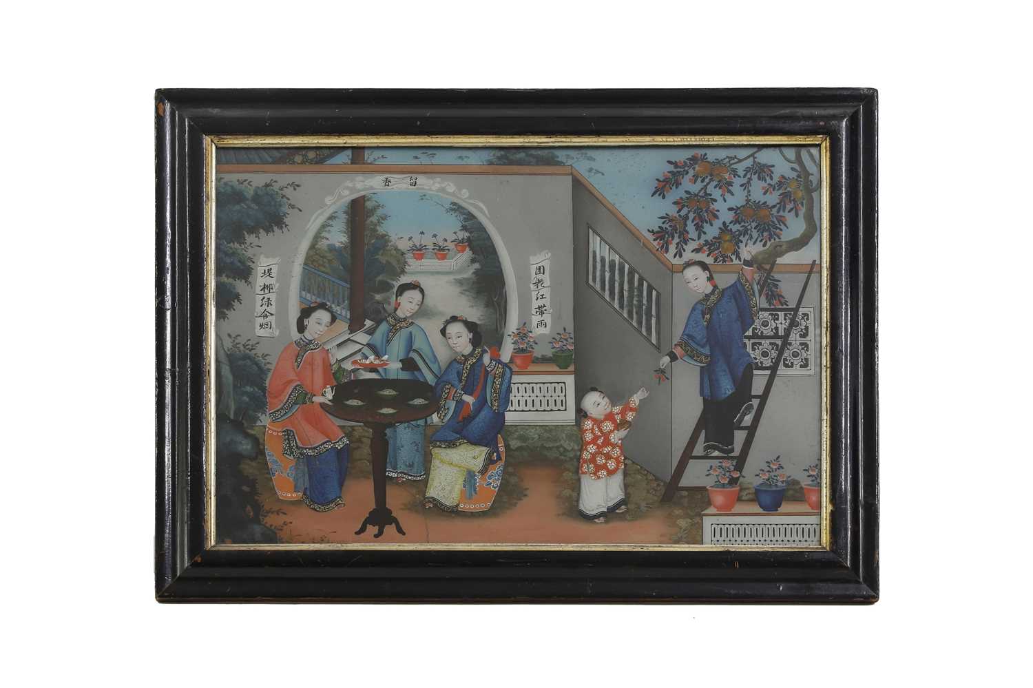 Lot 57 - An export reverse glass picture