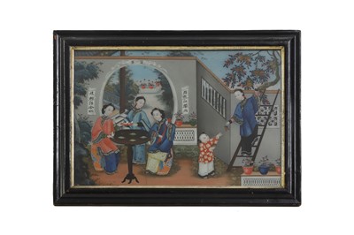 Lot 57 - An export reverse glass picture